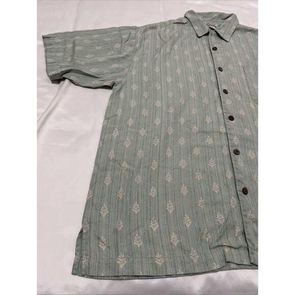 Tommy Bahama Silk Hawaiian Camp Shirt L Mint Green Floral Short Sleeve Button Up - Picture 4 of 16
